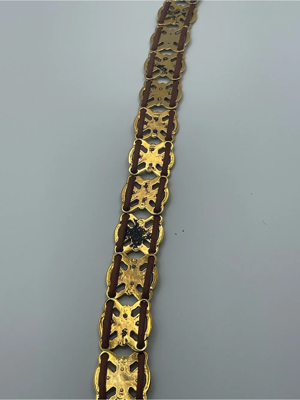Vintage Paris Sport Club Gold Tone Floral Medallion Chain Belt - Size Small